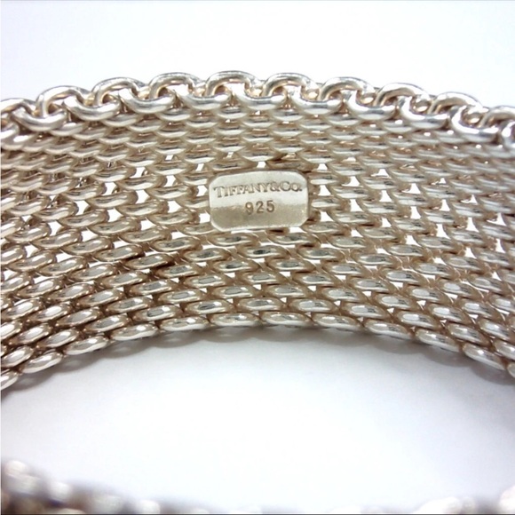 Authentic Tiffany & Co .925 Silver Somerset Mesh Bracelet Velvet Gift Box 59.5g - Picture 4 of 9